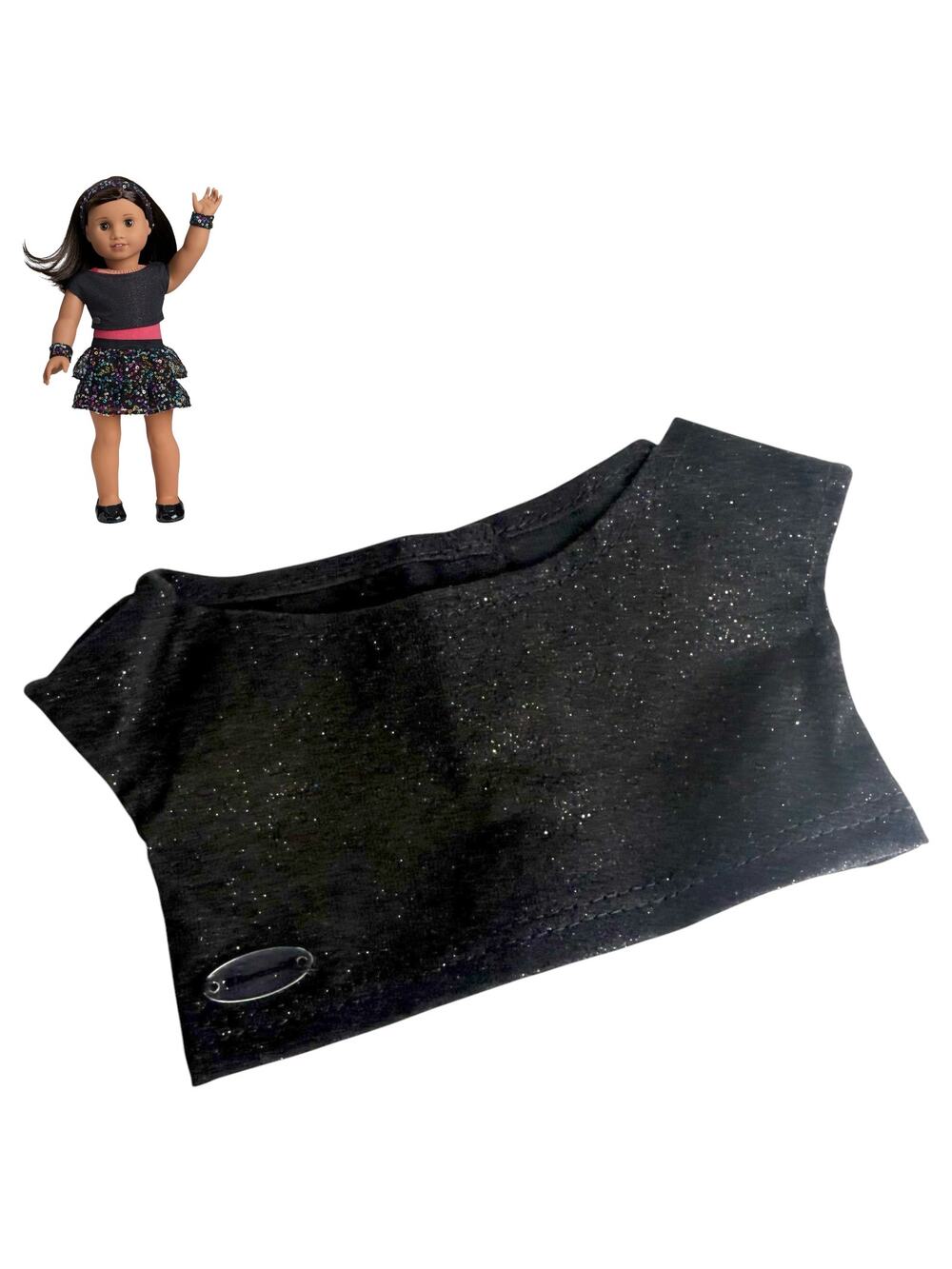 American Girl Doll Crop Top Black Crop Shirt Star Dance Outfit Accessory Sparkly